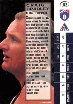 1998 Select AFL Signature Series #127 Craig Bradley Back